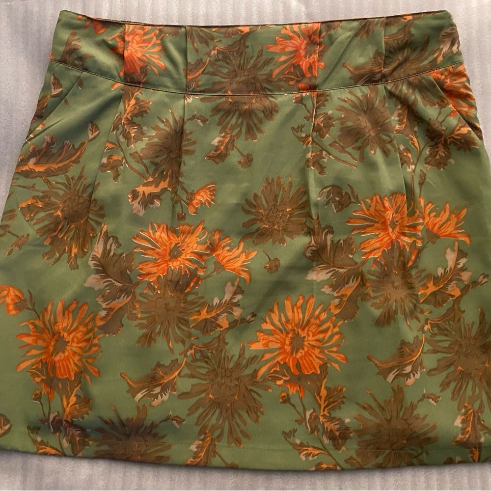 Floral Green and Orange Skirt